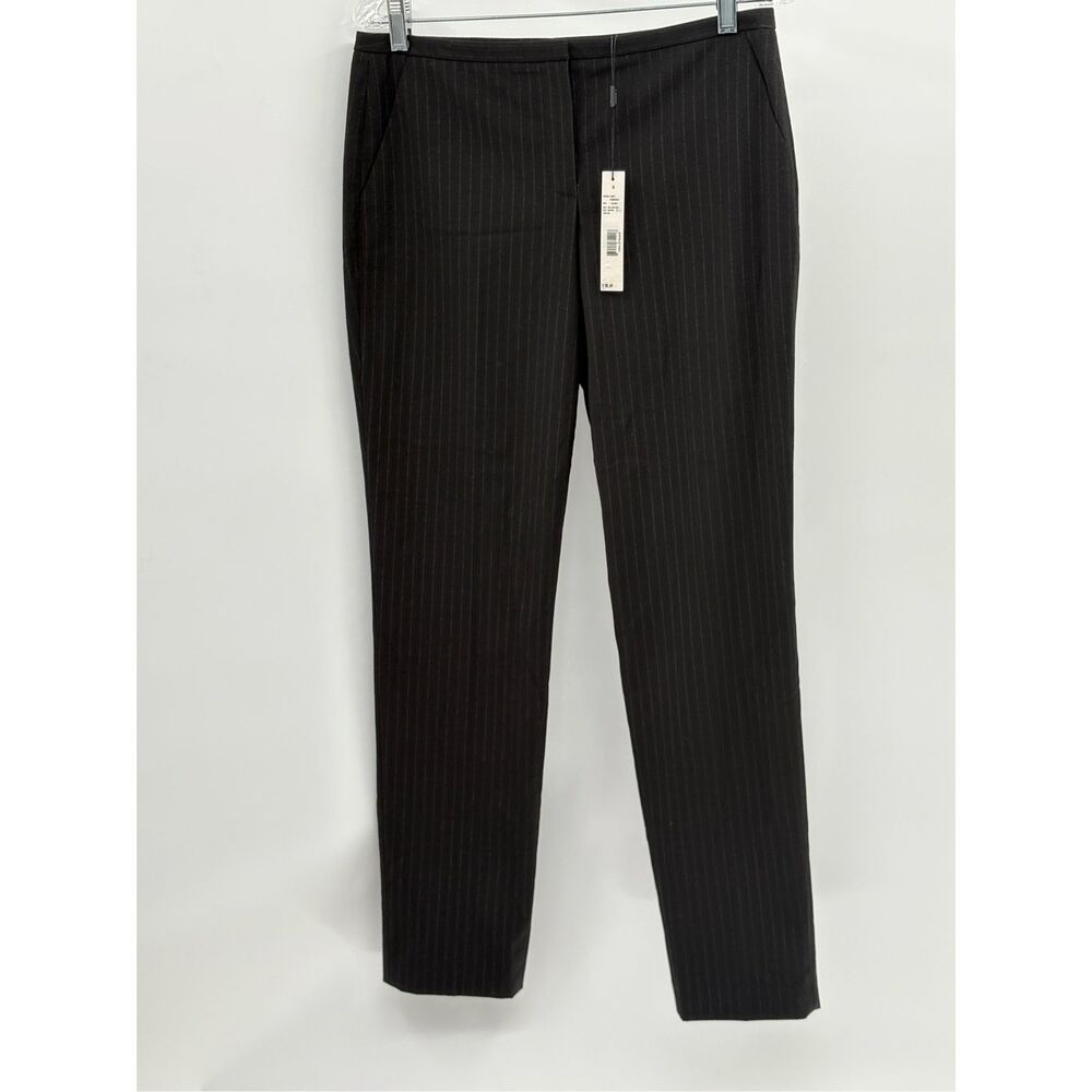 Tahari Dress Pants Women Size 6 Black White Striped Straight Leg Mid Rise New